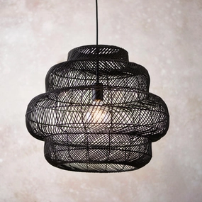 Tenoko Black Rattan Pendant Light sleek LED ceiling lamp