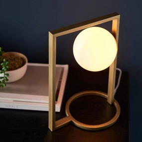 Teo Gold Modern Geometric Table Lamp - Opal Glass Shade energy-saving LED light