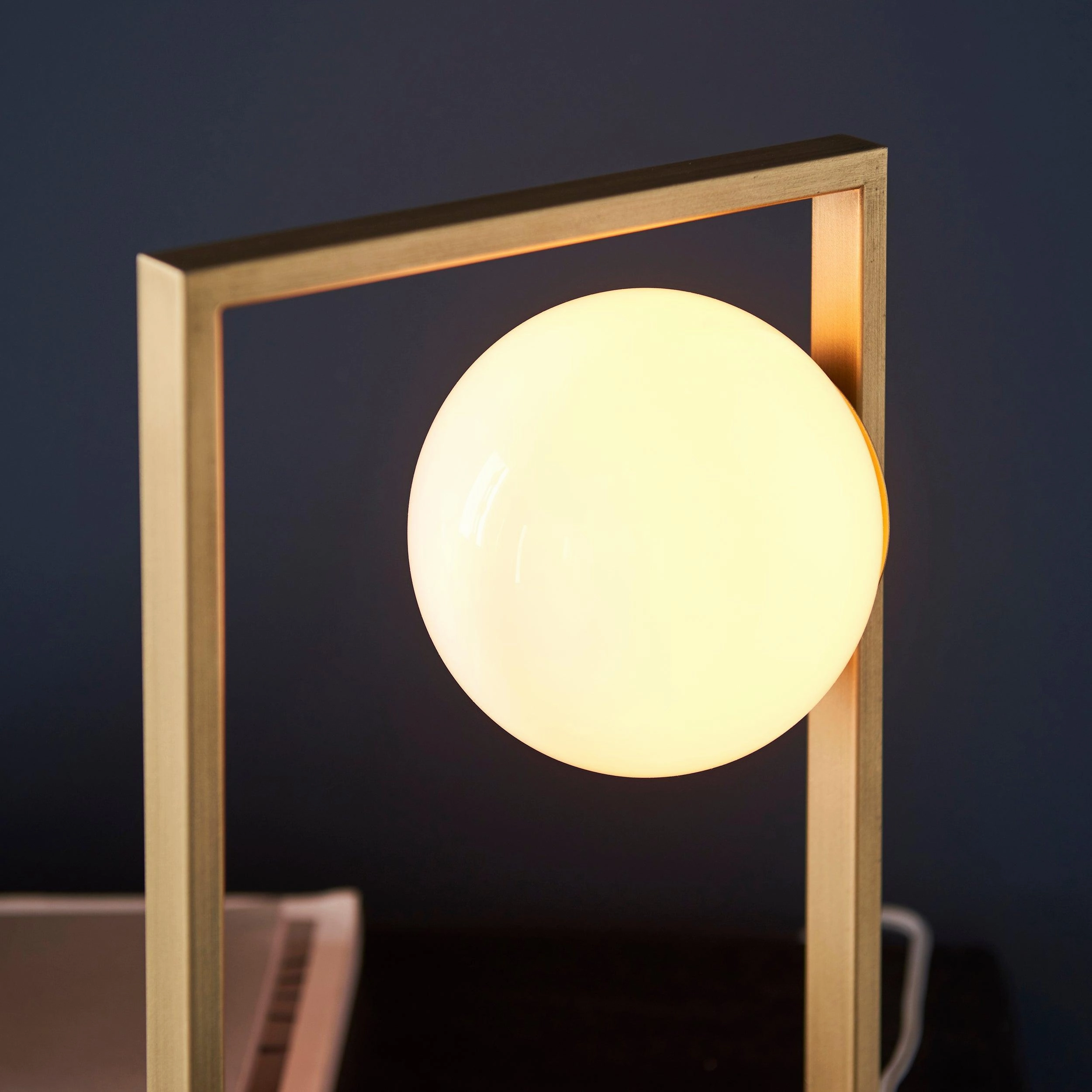 Teo Gold Modern Geometric Table Lamp - Opal Glass Shade