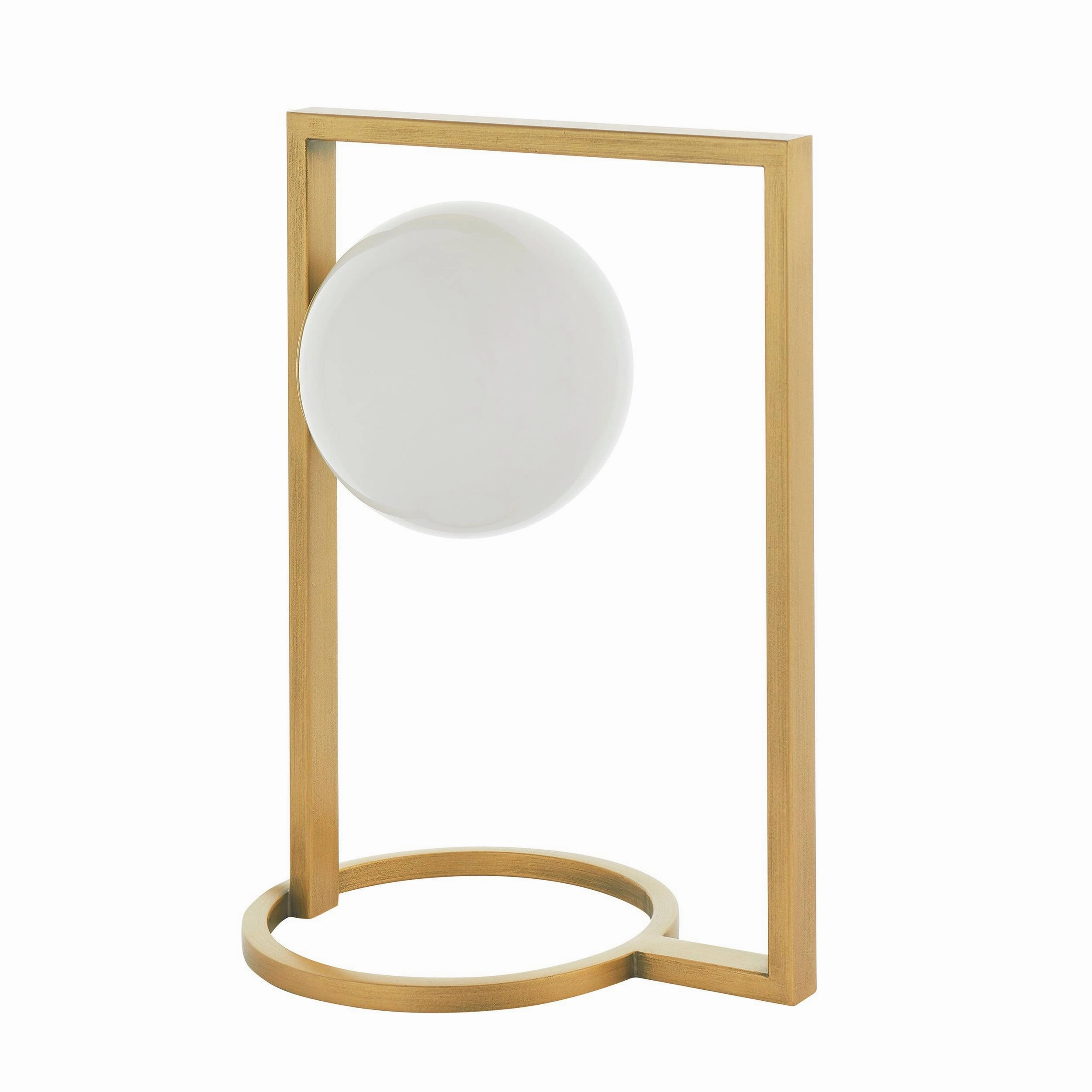 Teo Gold Modern Geometric Table Lamp - Opal Glass Shade