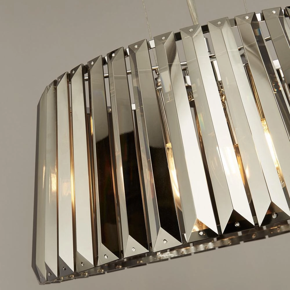 Tiara 5 Light Smoke Chrome & Glass Crystal Ceiling Pendant