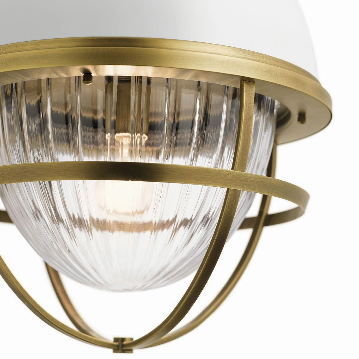 Tollis 1 Light Brass and White Pendant Light