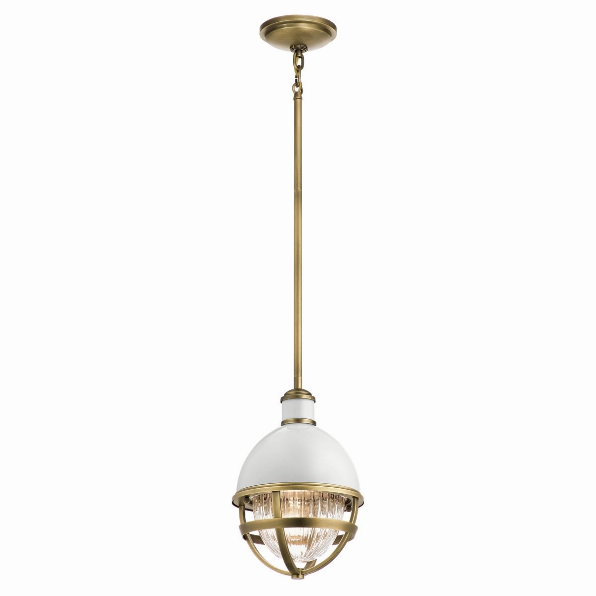 Tollis 1 Light Mini Brass and White Pendant Light flush mount ceiling fixture