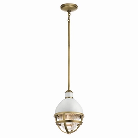 Tollis 1 Light Mini Brass and White Pendant Light flush mount ceiling fixture