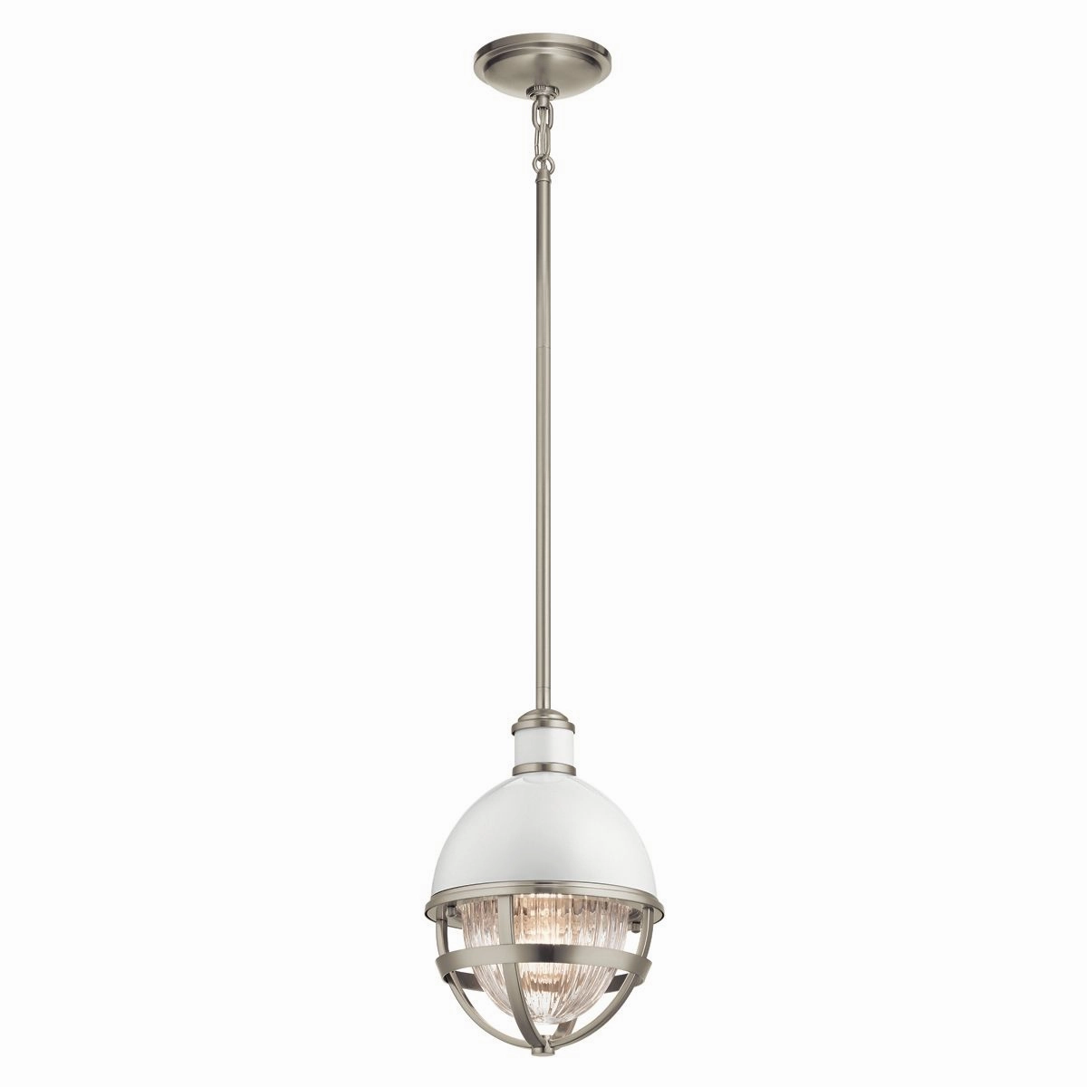 Tollis 1 Light Mini Nickel and White Pendant Light flush mount ceiling fixture