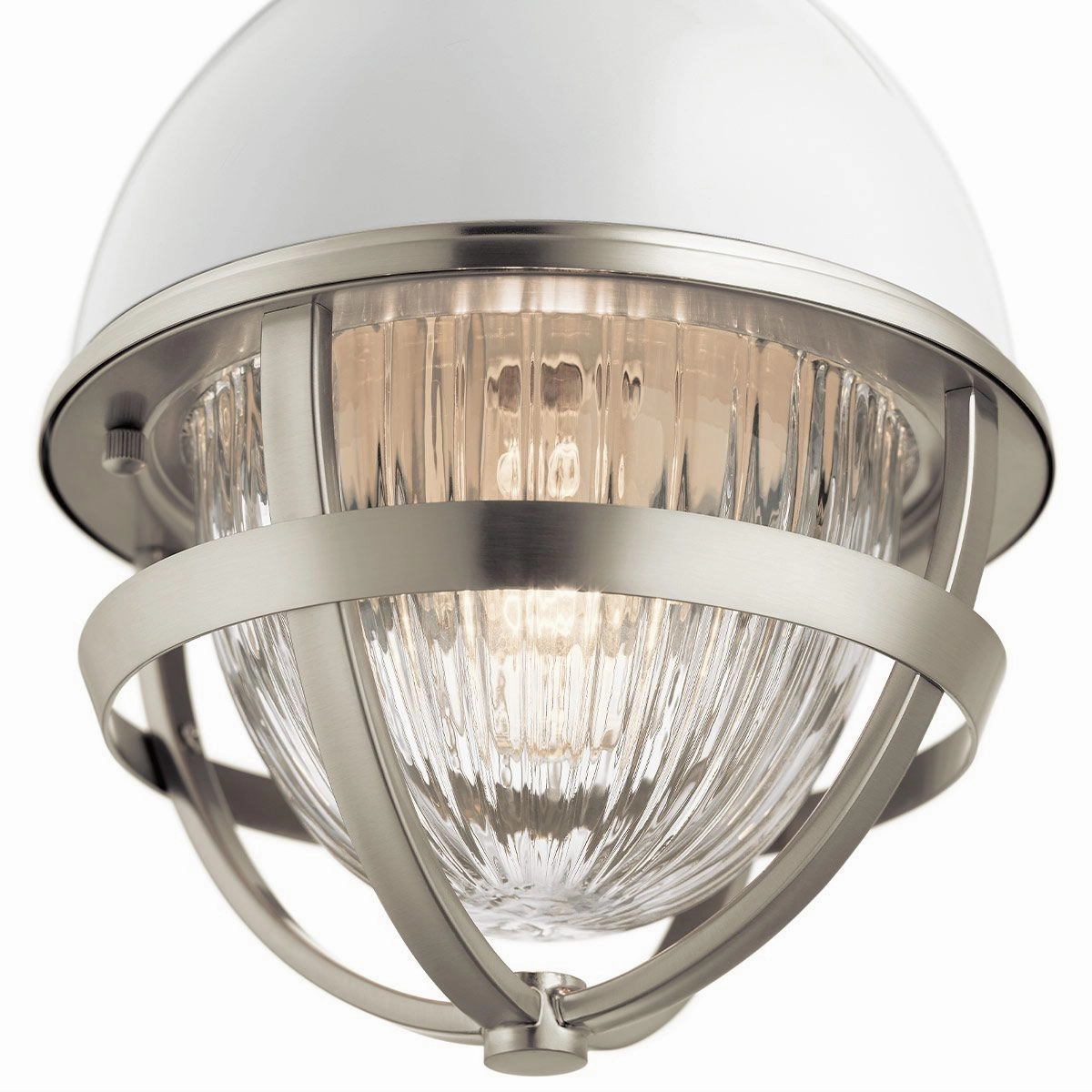 Tollis 1 Light Mini Nickel and White Pendant Light
