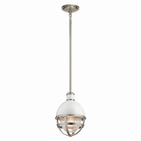 Tollis 1 Light Mini Nickel and White Pendant Light flush mount ceiling fixture