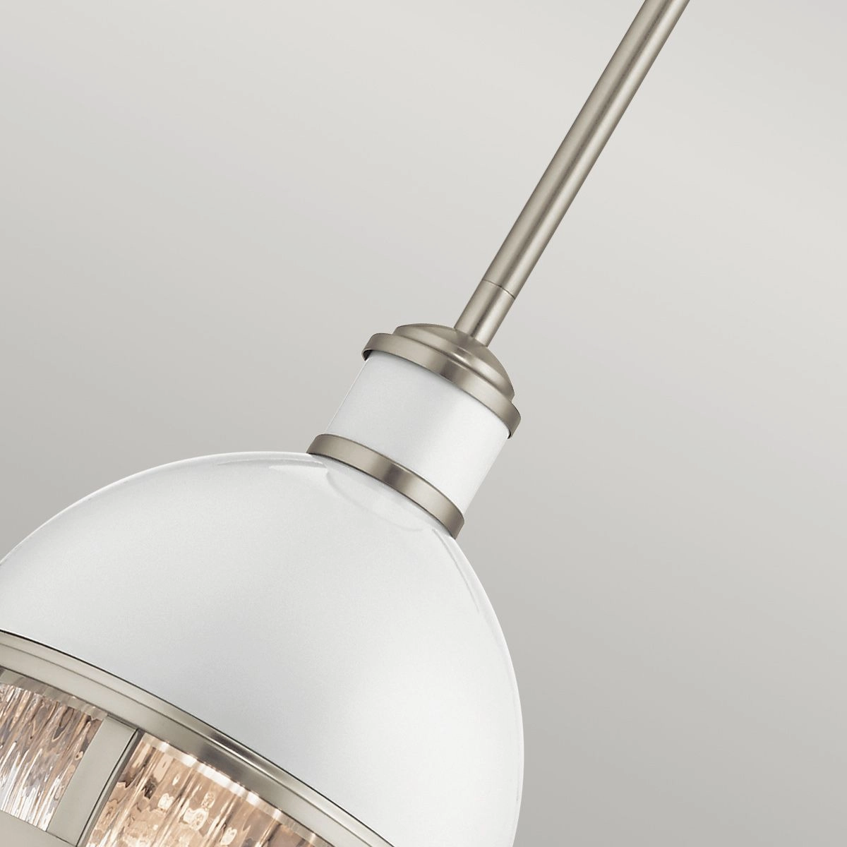 Tollis 1 Light Mini Nickel and White Pendant Light