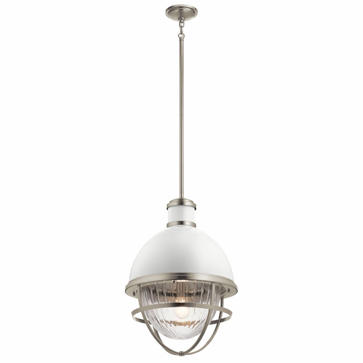 Tollis 1 Light Nickel and White Pendant Light sleek LED ceiling lamp