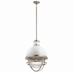 Tollis 1 Light Nickel and White Pendant Light sleek LED ceiling lamp