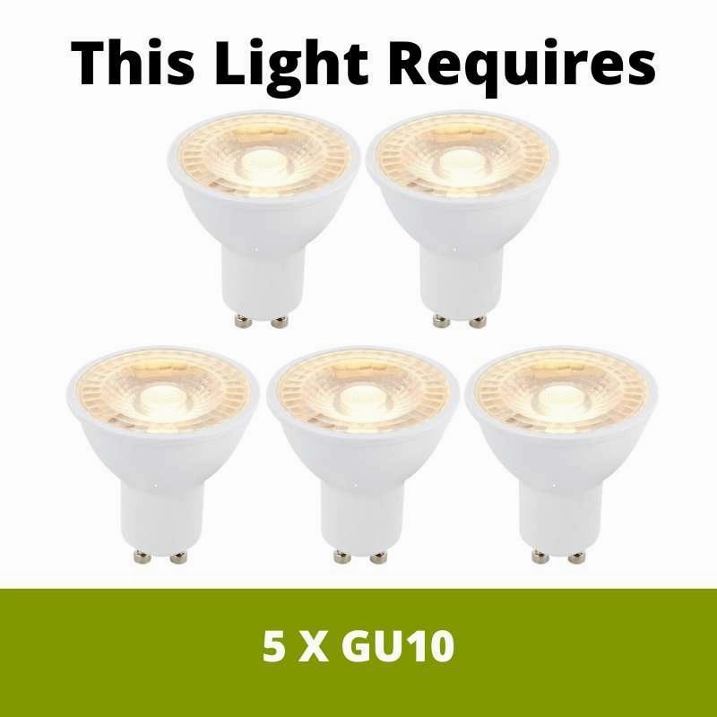 Top Hat 5 Light Bar Silver Adjustable Spotlights