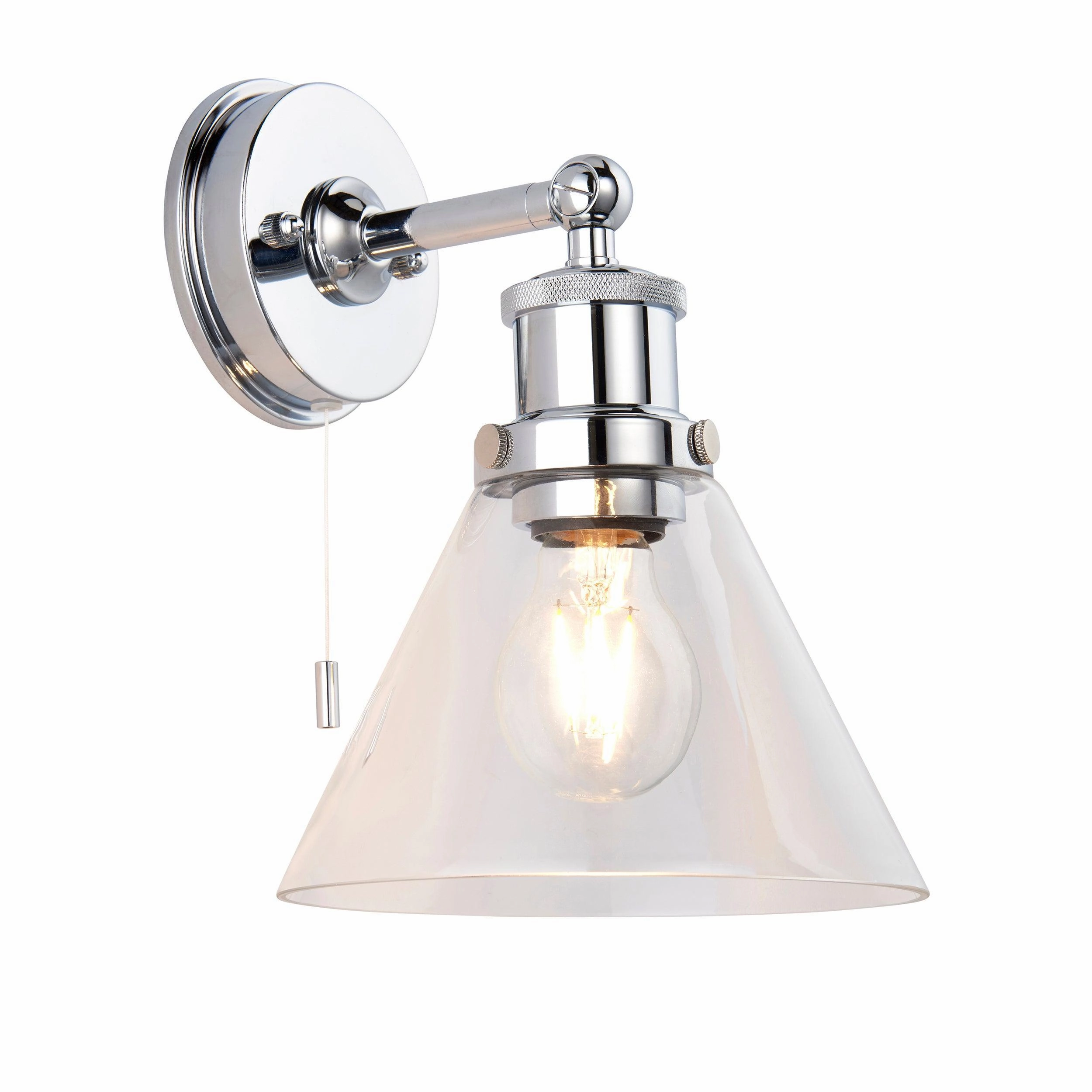 Torbay Clear Bathroom Wall Light - Clear Coned Glass Shade