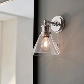 Torbay Clear Bathroom Wall Light - Clear Coned Glass Shade vintage desk lamp