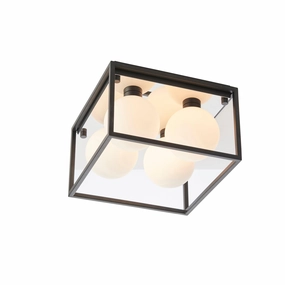 Trem Large Black & Glass 4 Light Bathroom Ceiling Flush ambient ceiling fixture