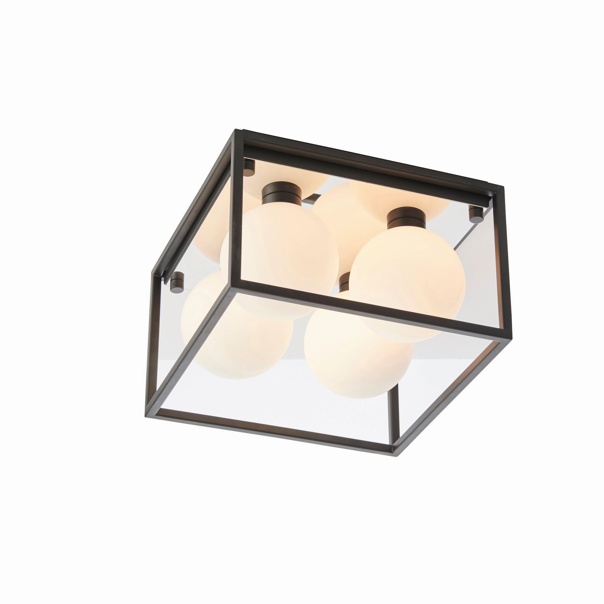 Trem Large Black & Glass 4 Light Bathroom Ceiling Flush ambient ceiling fixture