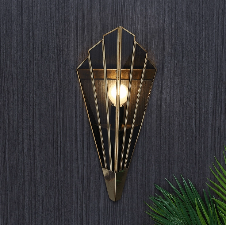 Triangular Abstract Luxe  Wall Lamp with Black Glass decorative ceiling fixture
