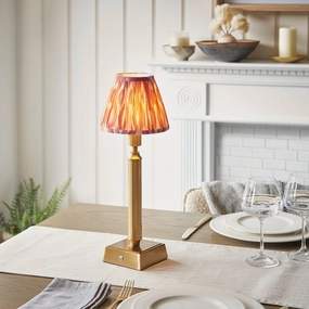 Trobridge Rechargeable Table Lamp & Ikat 16cm Coral Pink Shade ceramic table lamp