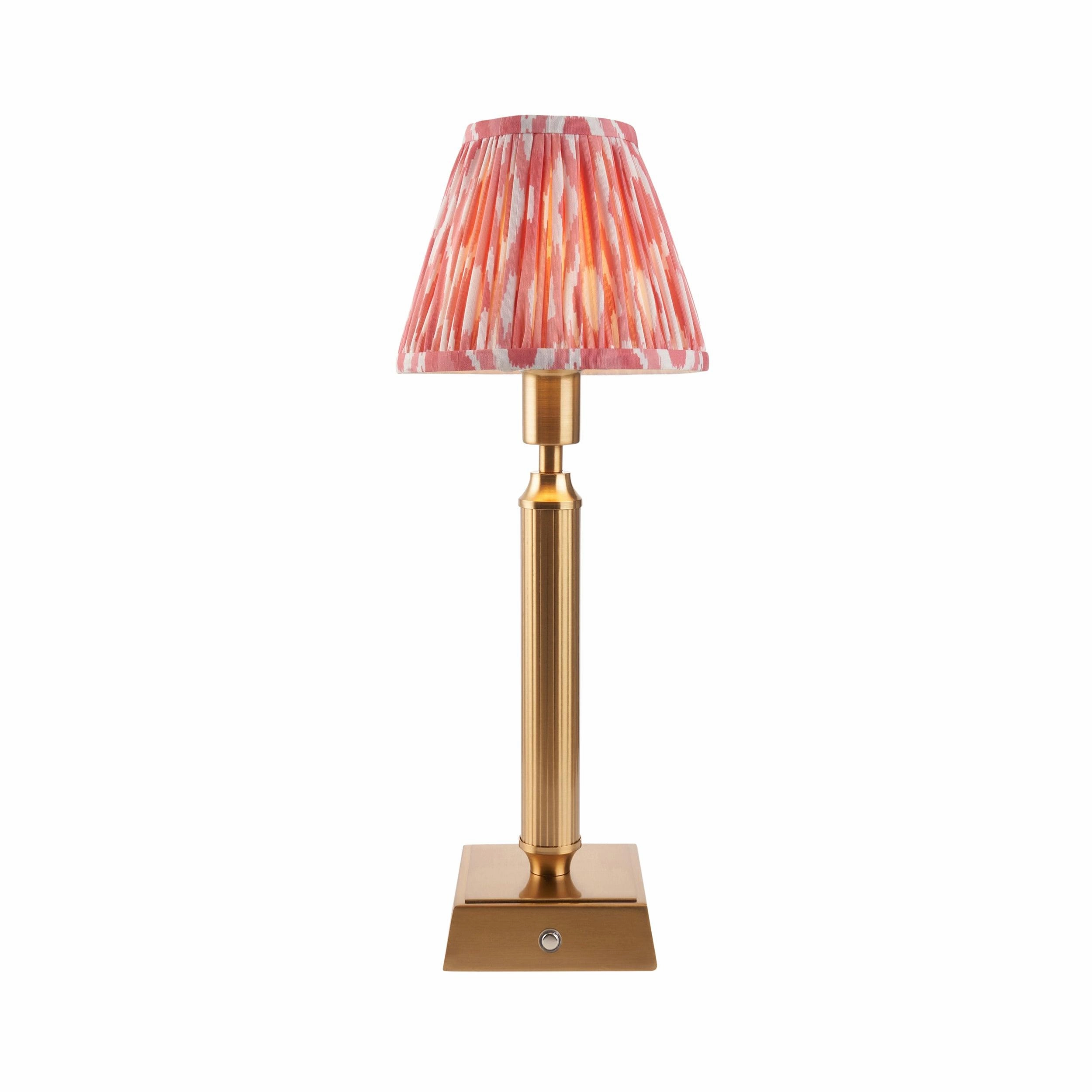 Trobridge Rechargeable Table Lamp & Ikat 16cm Coral Pink Shade