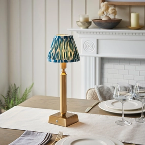 Trobridge Rechargeable Table Lamp & Ikat 16cm Marlin Blue Shade ceramic table lamp