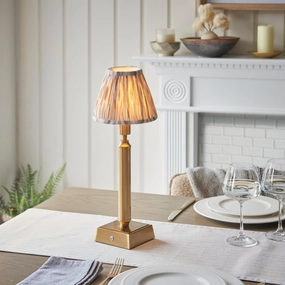 Trobridge Rechargeable Table Lamp & Ikat 16cm Neutral Shade ceramic table lamp