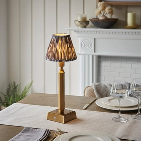 Trobridge Rechargeable Table Lamp & Ikat 16cm Pearl Grey Shade ceramic table lamp