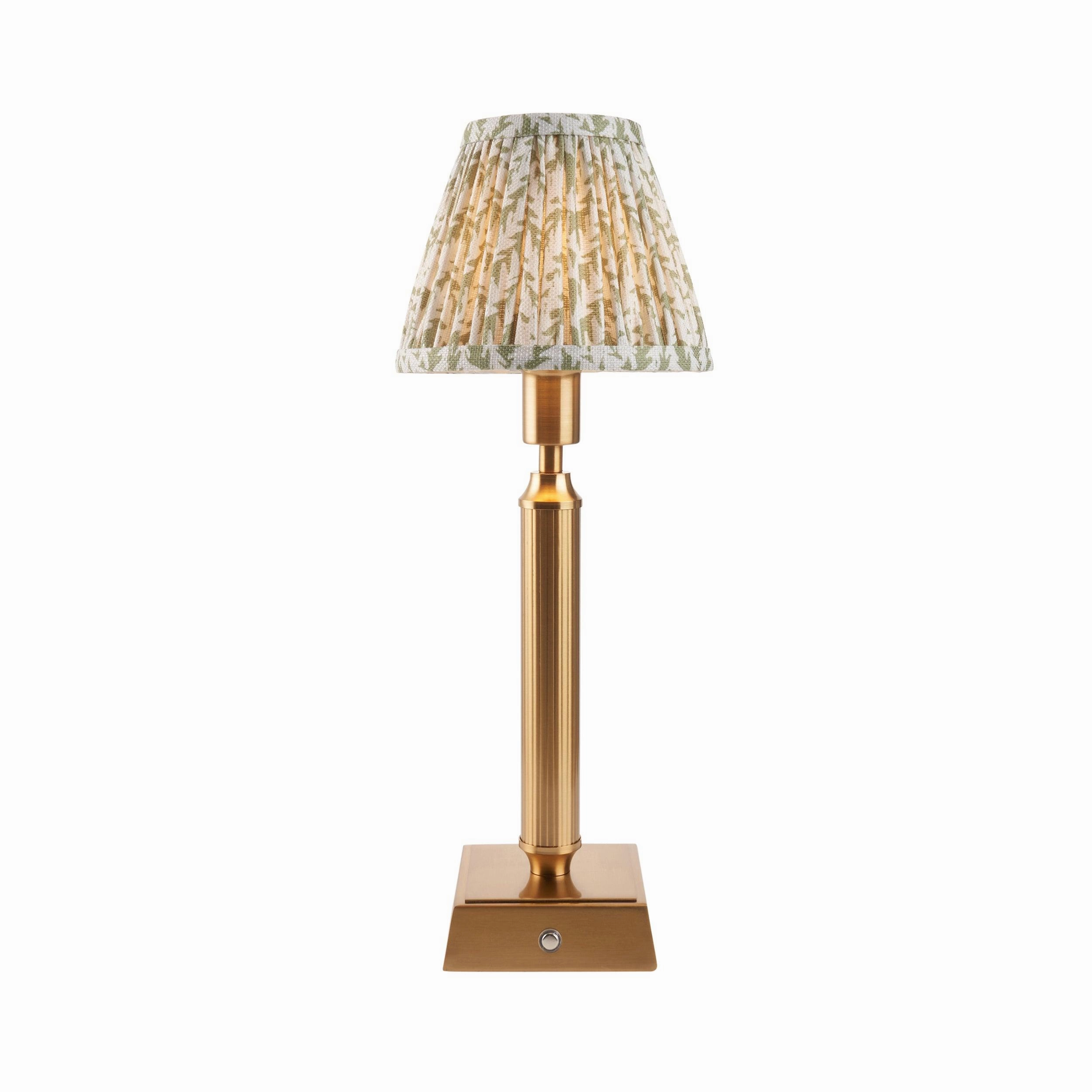 Trobridge Rechargeable Table Lamp & Leaf 16cm Herb Garden Green Shade