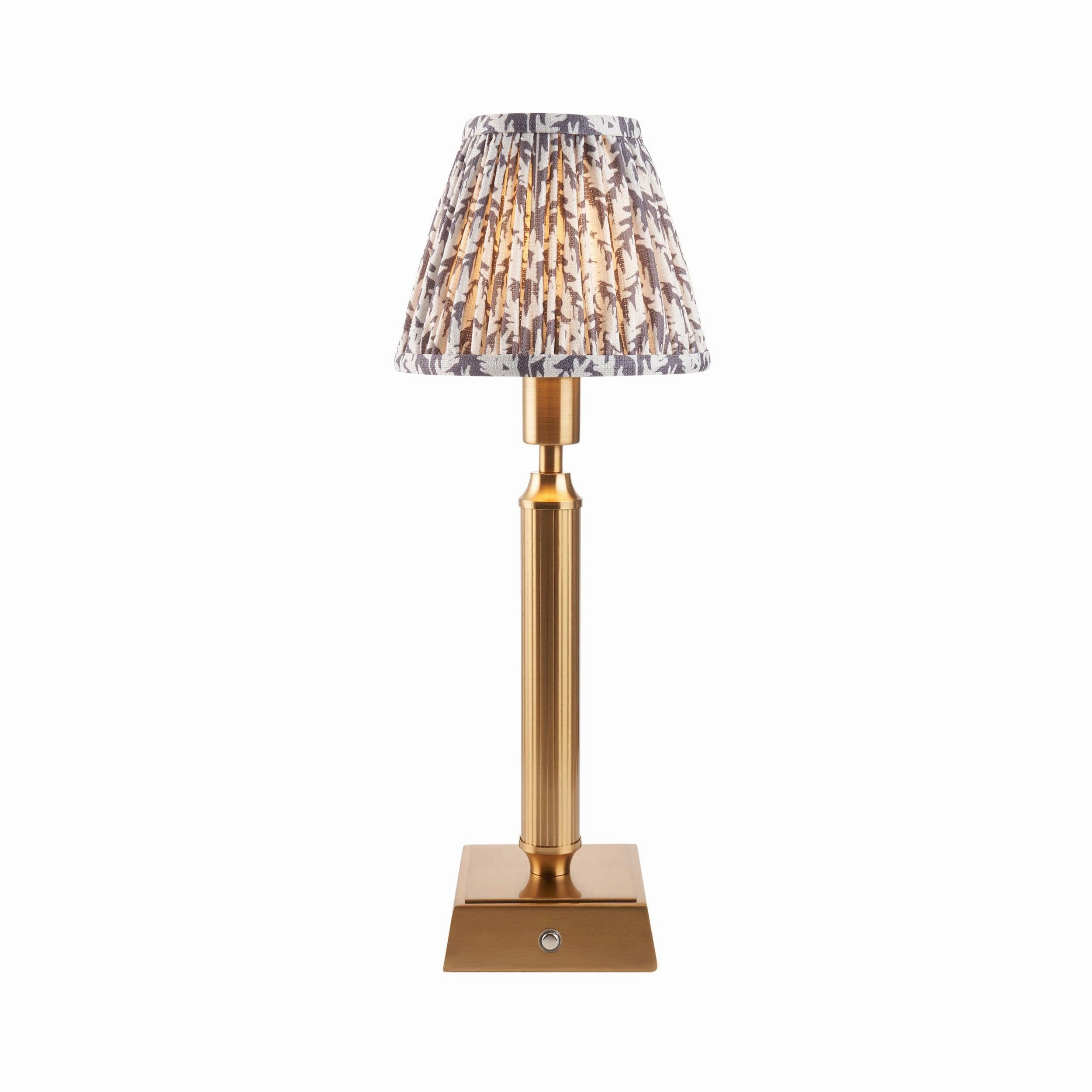 Trobridge Rechargeable Table Lamp & Leaf 16cm Pearl Grey Shade