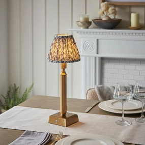 Trobridge Rechargeable Table Lamp & Leaf 16cm Pearl Grey Shade ceramic table lamp