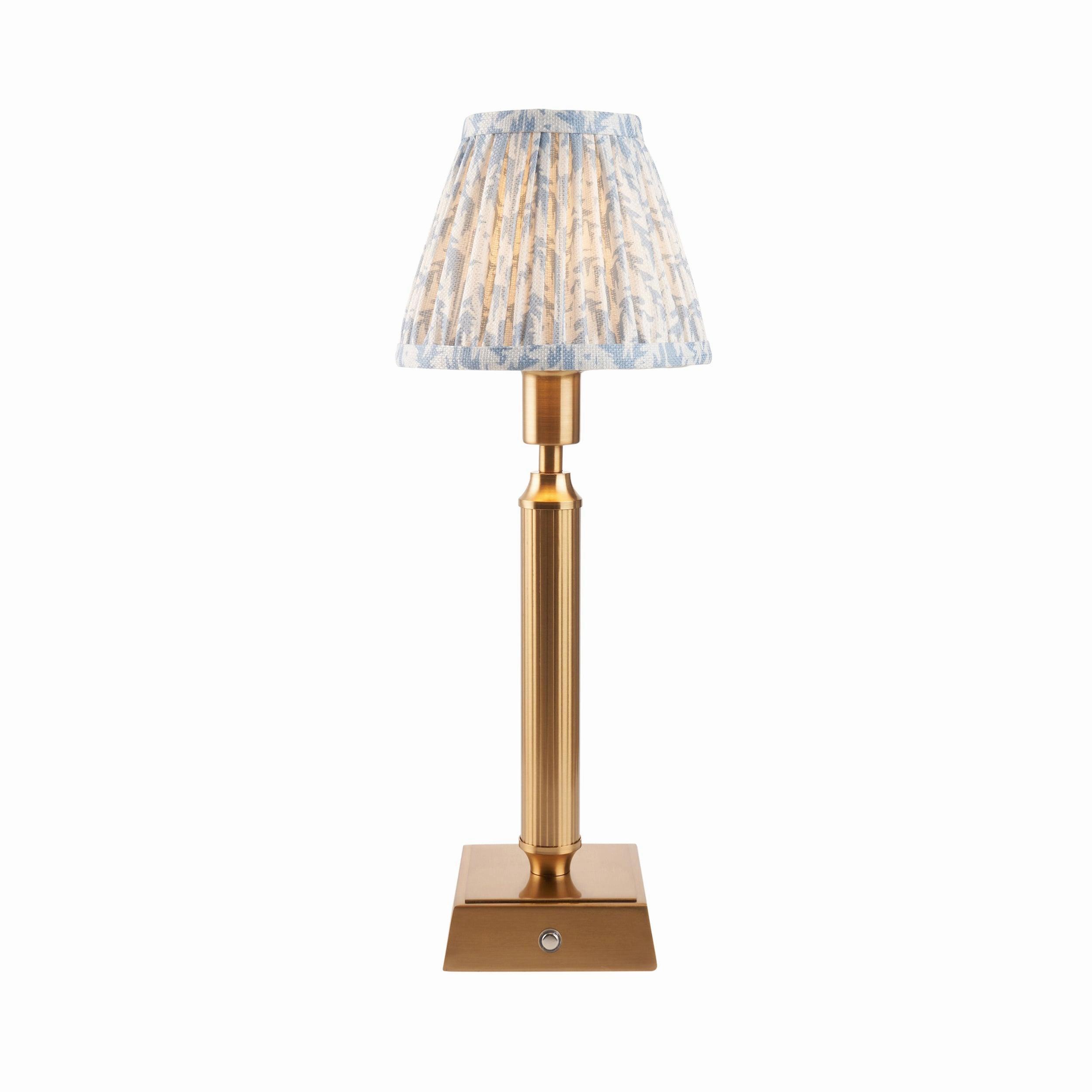 Trobridge Rechargeable Table Lamp & Leaf 16cm Shell Bay Blue Shade