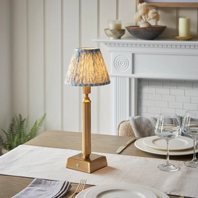 Trobridge Rechargeable Table Lamp & Leaf 16cm Shell Bay Blue Shade ceramic table lamp