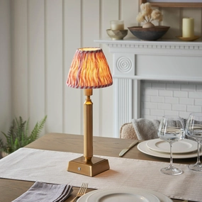 Trobridge Rechargeable Table Lamp & Ripple 16cm Coral Pink Shade ceramic table lamp