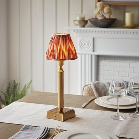 Trobridge Rechargeable Table Lamp & Zigzag 16cm Apricot Orange Shade ceramic table lamp