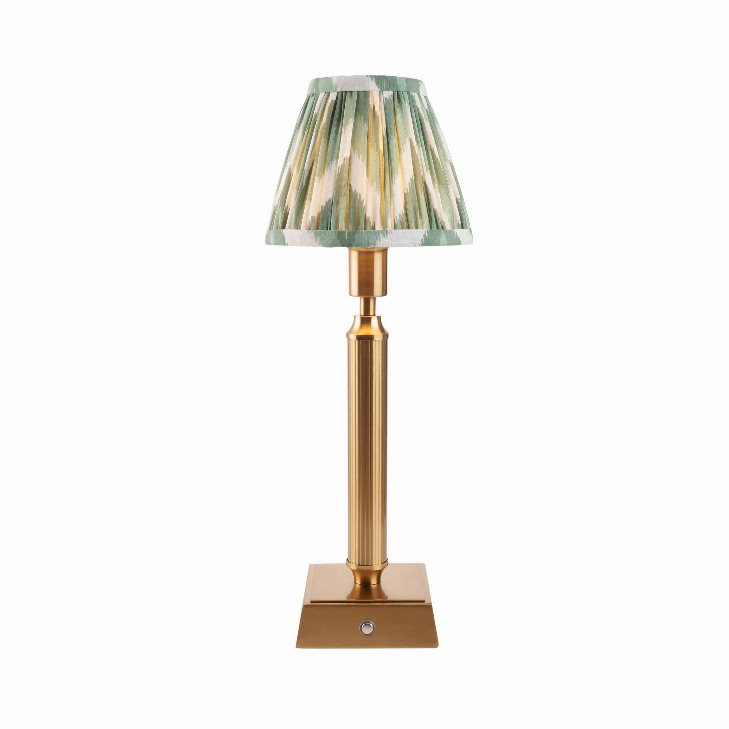 Trobridge Rechargeable Table Lamp & Zigzag 16cm Cotswold Green Shade