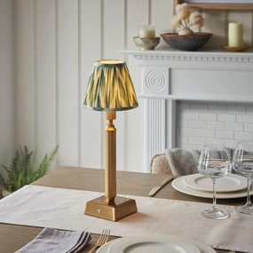 Trobridge Rechargeable Table Lamp & Zigzag 16cm Cotswold Green Shade ceramic table lamp