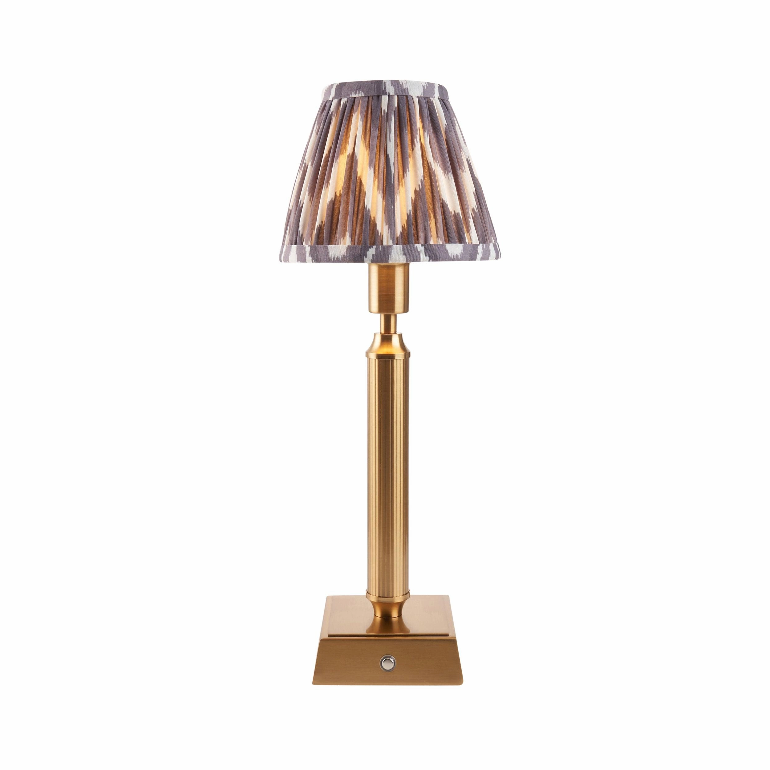 Trobridge Rechargeable Table Lamp & Zigzag 16cm Pearl Grey Shade