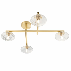 Trocadero 5 Light Brass Bathroom Semi-Flush - Glass Shades ambient ceiling fixture