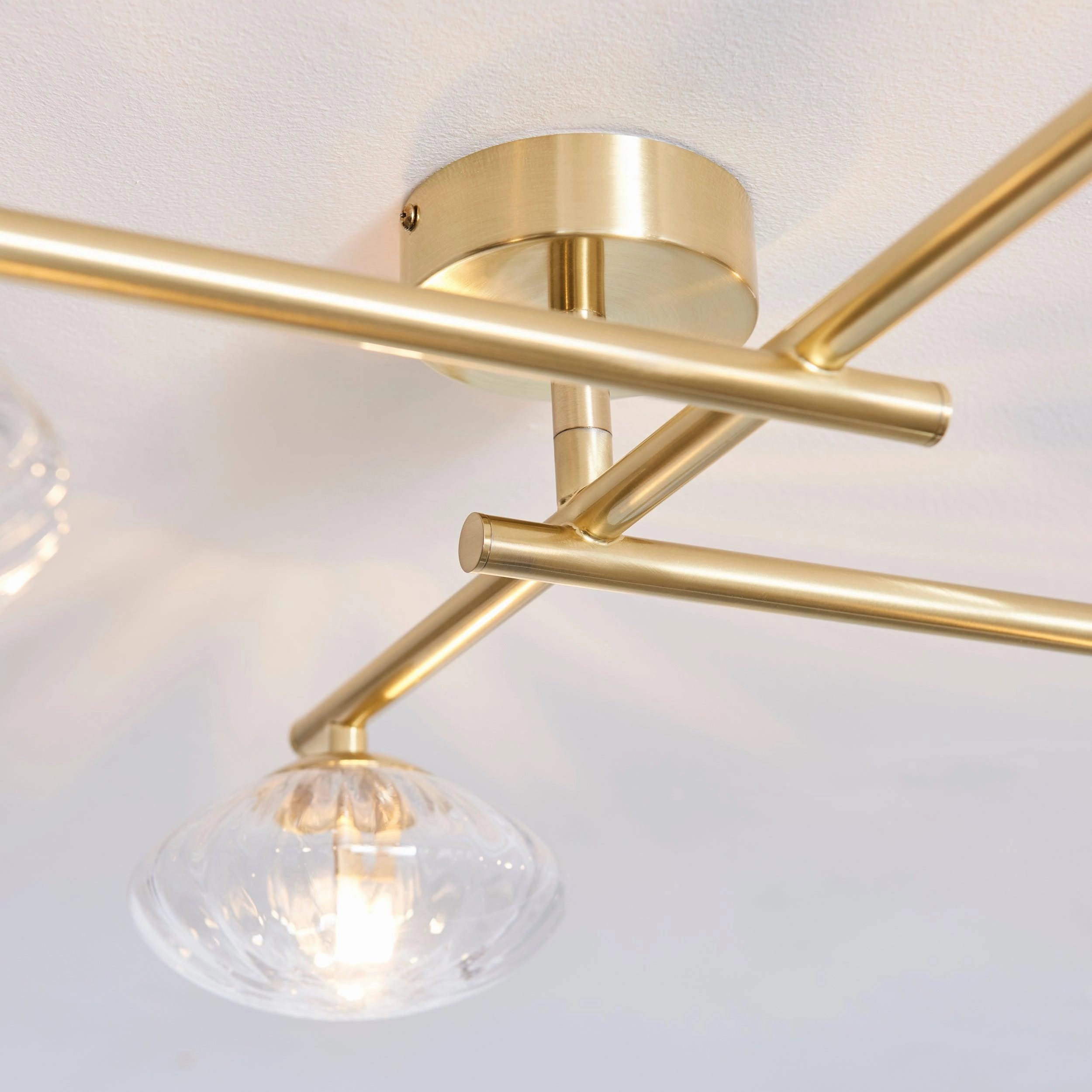 Trocadero 5 Light Brass Bathroom Semi-Flush - Glass Shades