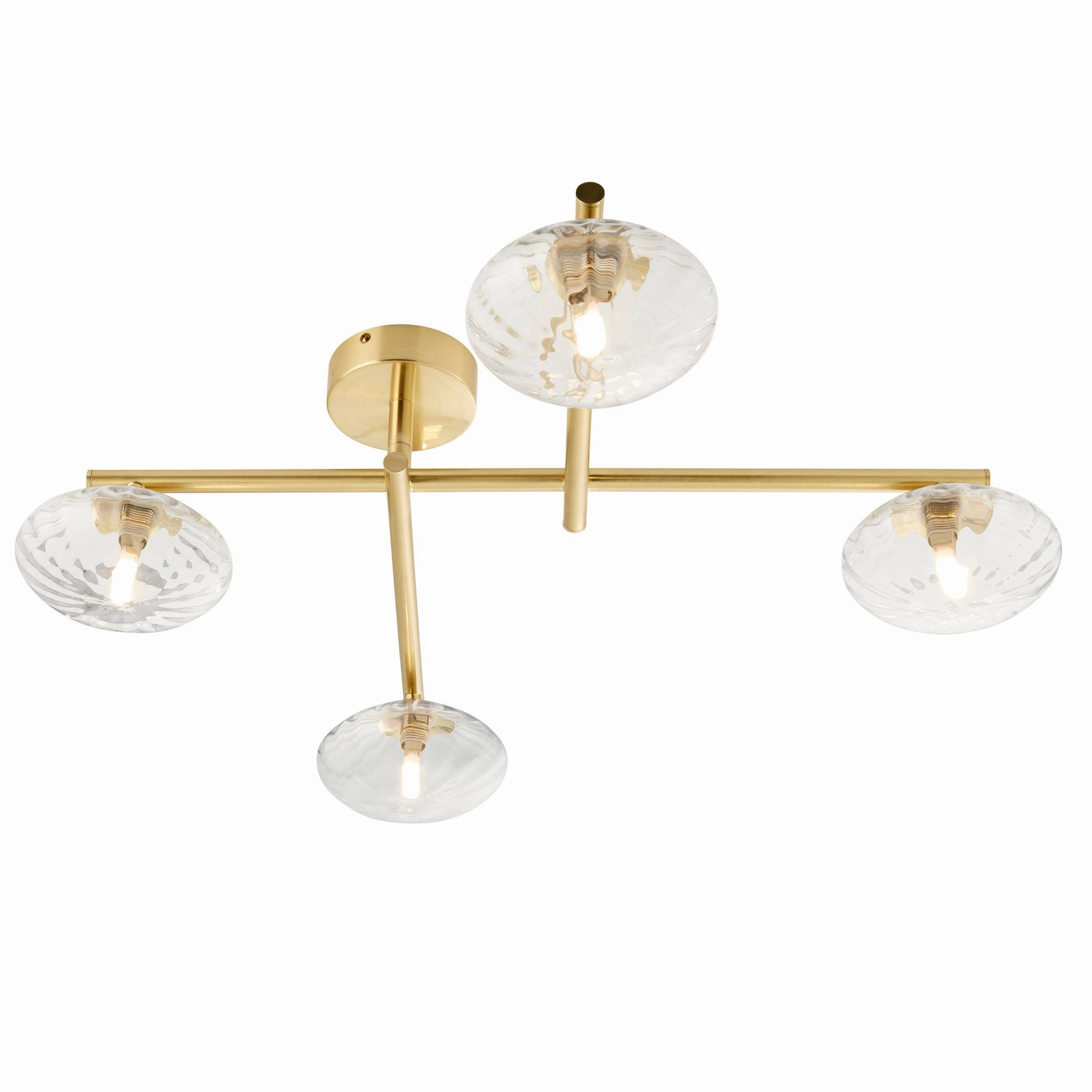 Trocadero 5 Light Brass Bathroom Semi-Flush - Glass Shades ambient ceiling fixture