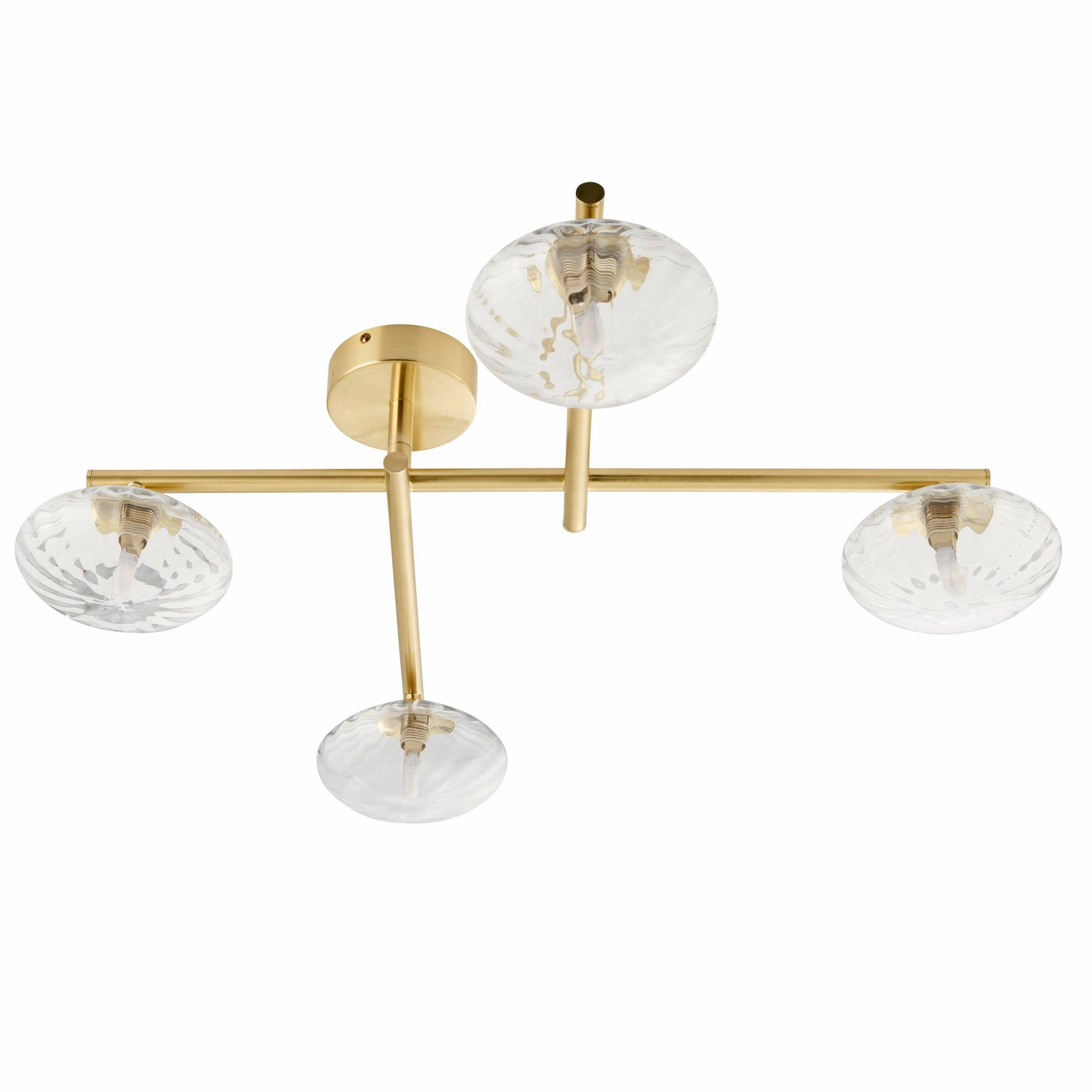Trocadero 5 Light Brass Bathroom Semi-Flush - Glass Shades