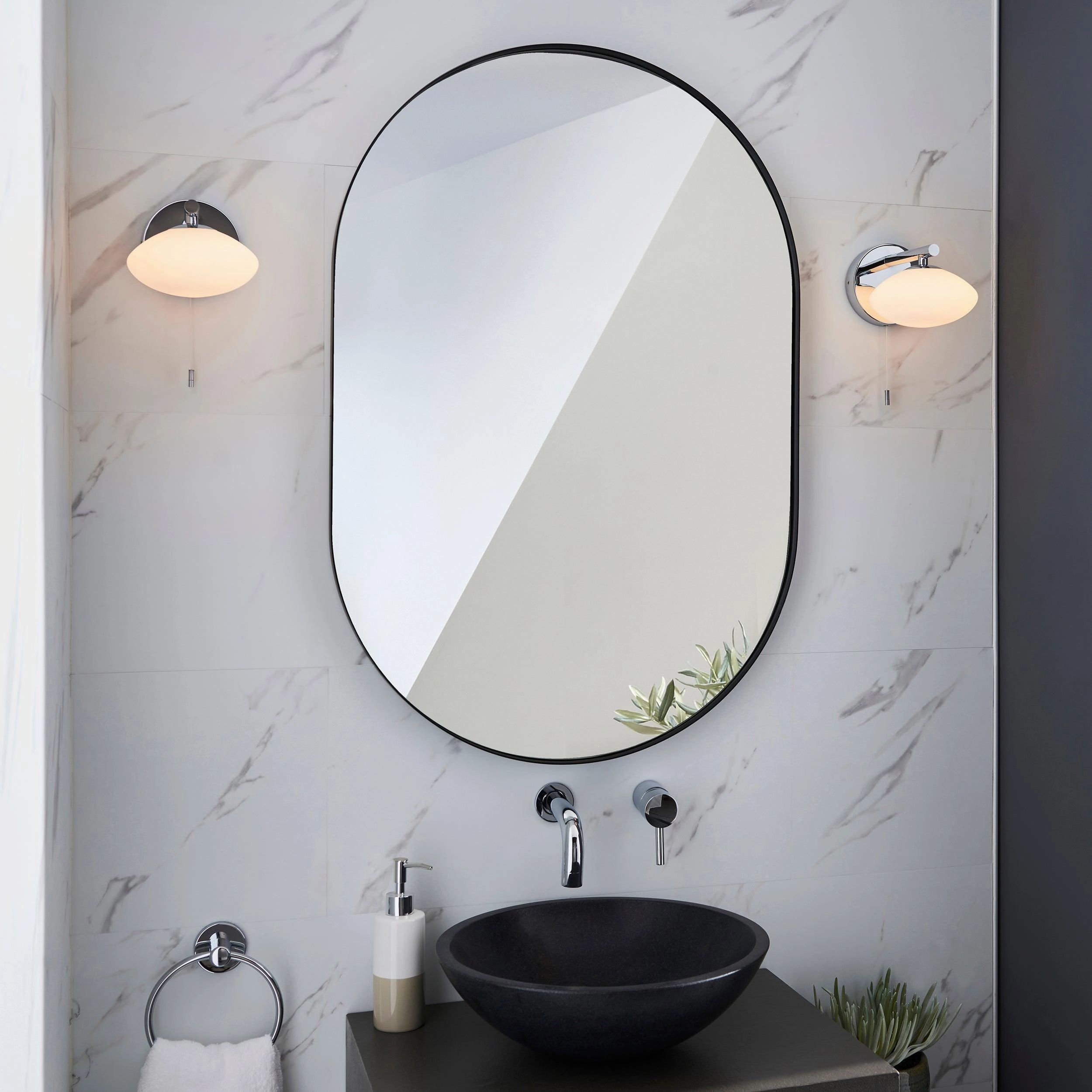 Trocadero Art Deco Chrome Bathroom Wall Light - Pull Cord