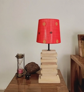 Truffle Brown Wooden Table Lamp with Yellow Printed Fabric Lampshade (BULB NOT INCLUDED) decorative ceiling fixture