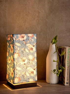 Turquoise Floral Lamp with Wooden Base decorative ceiling fixture