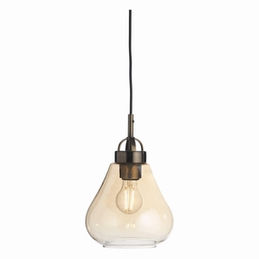 Turua Antique Brass & Amber Glass Pendant Light white ceiling lamp
