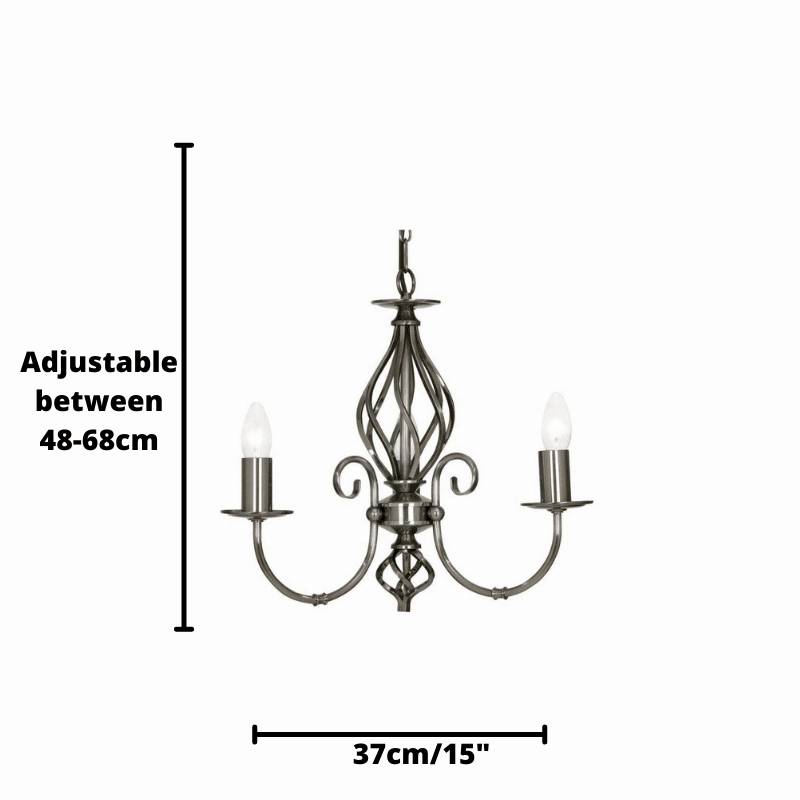 Tuscany Antique Silver 3 Light Chandelier