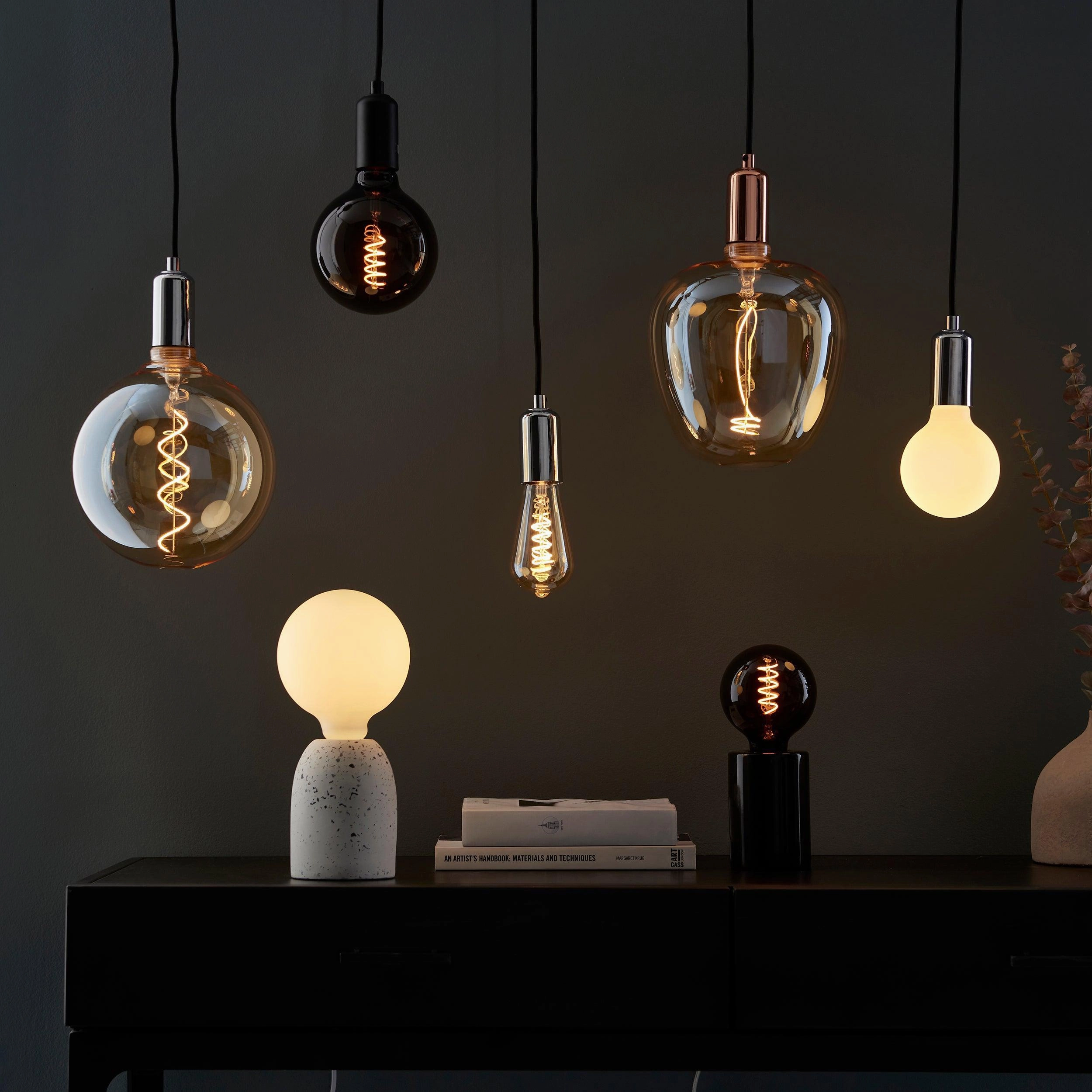 Twist E27 Filament Amber Glass Pear Dimmable 4W LED Light Bulb