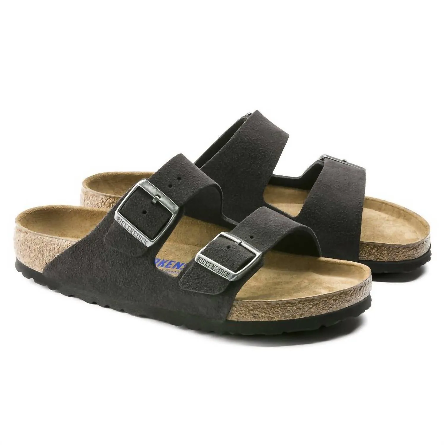 Unisex Arizona Soft Footbed Suede Leather Sandals - Regular Fit In Velvet Grey