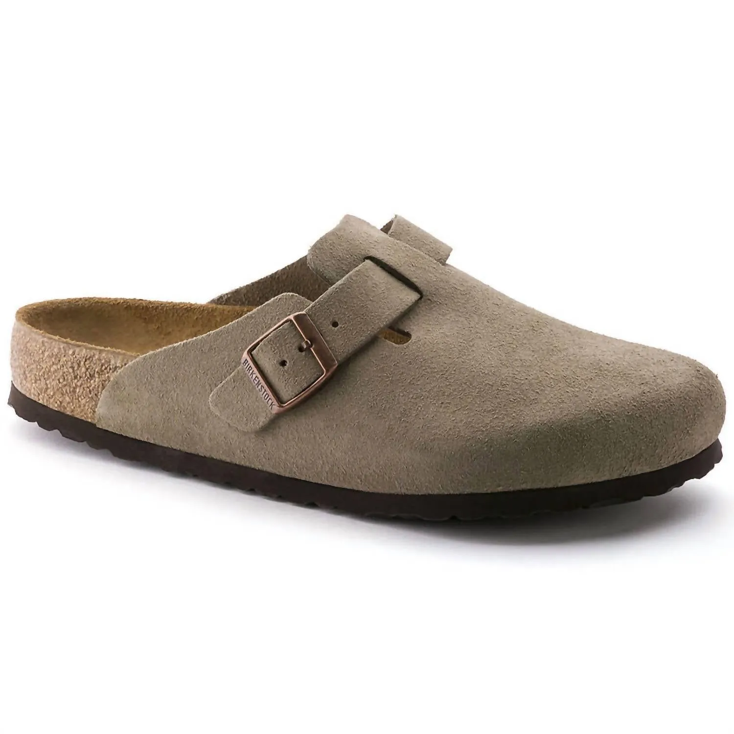 Unisex Boston Soft Footbed Suede Slippers - Regular/wide Width In Taupe