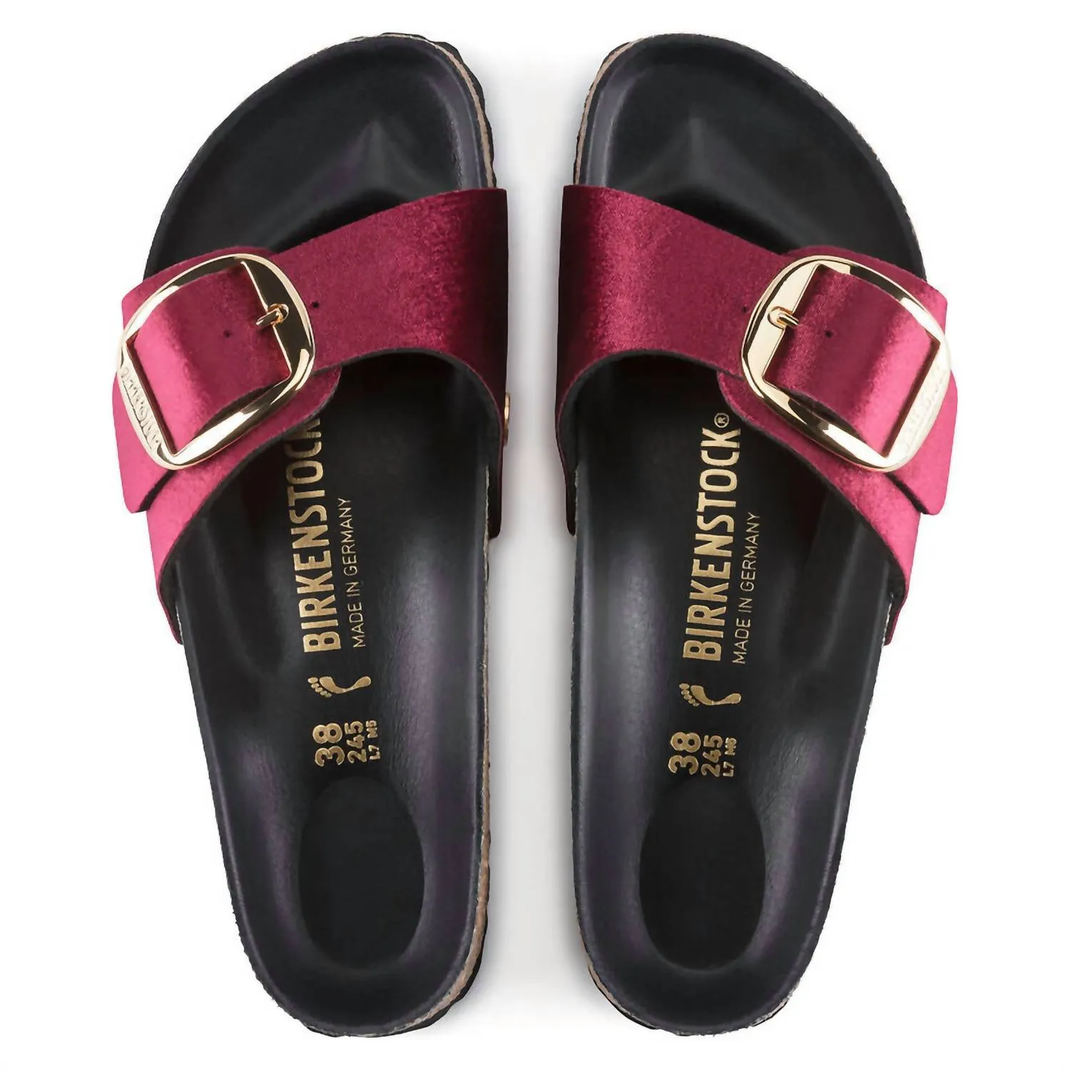 Unisex Madrid Big Buckle Sandal (Narrow) In Velvet Maroon