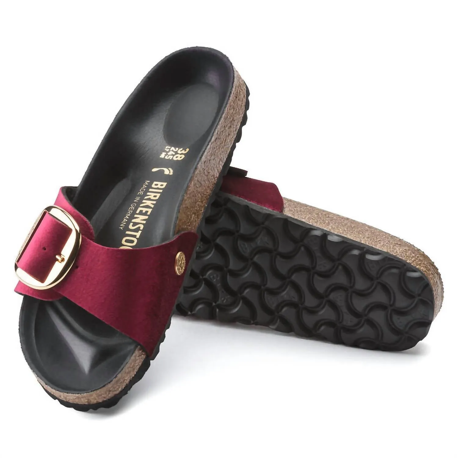 Unisex Madrid Big Buckle Sandal (Narrow) In Velvet Maroon