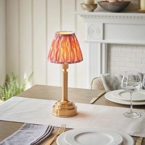 Upton Rechargeable Table Lamp & Ikat 16cm Coral Pink Shade ceramic table lamp